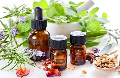 oil bottles and herbs at shine massage center Karachi